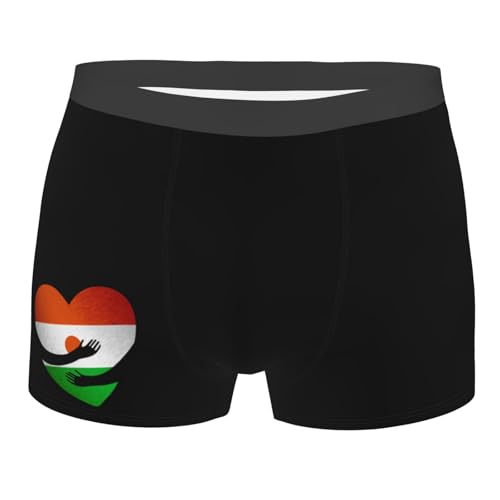 Niger Nigerien Flag Heart Men'S Boxer Briefs Underwear Breathable Boxer Briefs For Man Quick Dry Stretch Athletic Swimsuit Trunks X-Large