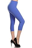 Leggings Depot Women's Popular Basic Capri Cropped REGULAR and PLUS Solid High Waist Leggings (Regular (Size 0-12), Royal)