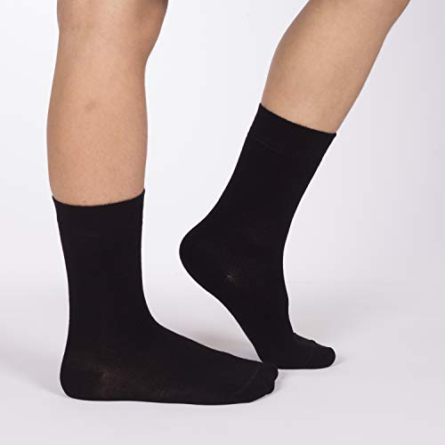 Hugh Ugoli Kids Bamboo School Socks | Crew School Socks for Girls & Boys, Comfort Seam, 5 Pairs, Black, 6-8 Years