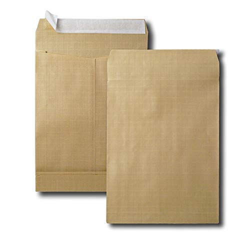 Pack of 50 Reinforced Kraft Paper Gusset Bags Brown 24 260 x 330 130 g/m2 with Protective Strip