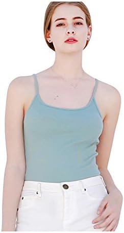 VDS Women's Solid Ribbed Cami Spaghetti Strap Tank Top 17C586-86BLUE-LRG