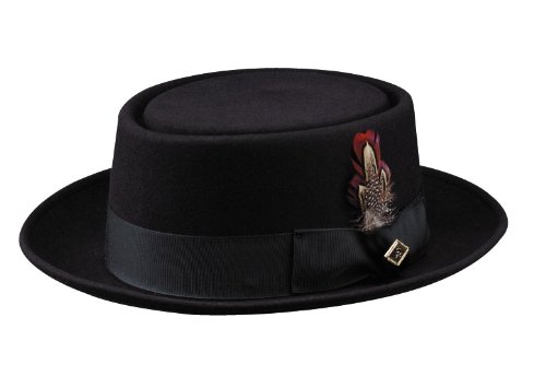 Stacy Adams Men's Wool Rocker Fedora, Black, Large