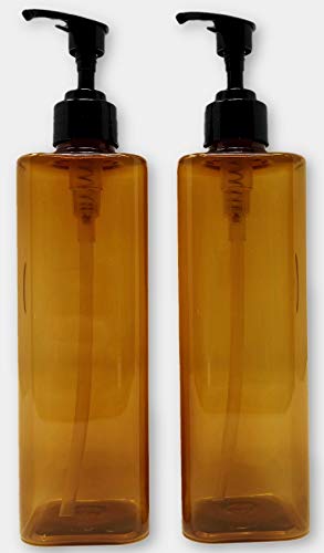 (2 Pack) Earth's Essentials Amber Square 16 Ounce Refillable Pump Bottles with Patented Screw-On Funnel. Ideal Dispenser for Liquid Loap, Lotions, Shampoo and Massage Oils. - Thumbnail 4