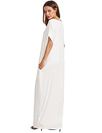 Vestido largo para dama, manga corta, casual, suelto, con bolsillos