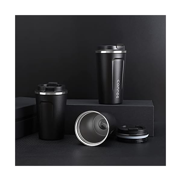 Coffee-Cup-Insulated-Reusable-Travel-Mug-Double-Walled-Stainless-Steel-with-Leakproof-Lid-for-Hot-Drinks-and-Beer-380ml-Black ARTLIVE Travel Mug, Coffee Cup Insulated & Reusable Travel Cup - Thermal Stainless Steel Eco-Friendly with Leakproof Lid…