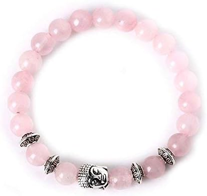 Bracelet Gemstone Rose Quartz Buddha Gold Silver - Yoga Meditation Energy Astrology Esoteric