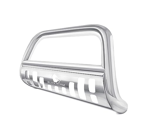 Black Horse Bull Bar Skid Plate Stainless Steel Compatible with 2013-2016 Hyund…