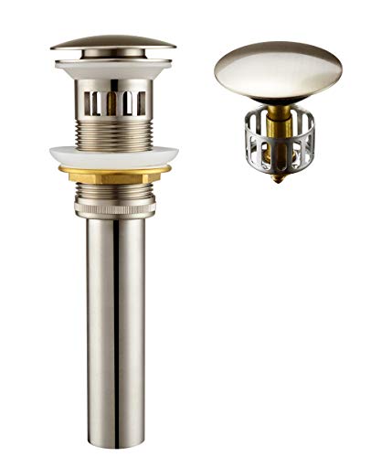 Pop up Sink Drain Stopper with Anti-Clogging Stainless Steel Strainer with Overflow, Fits for 1-3/4" Sink Drain, Brushed Nickel Finish by Purelux - Thumbnail 7