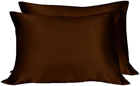 LULUSILK 19 Momme Both Sides Natural Silk Pillowcase 100 Pure Mulberry Silk Pillow Cover for Hair and Skin Anti Wrinkle Zipper Closure King Size Coffee 2pcs
