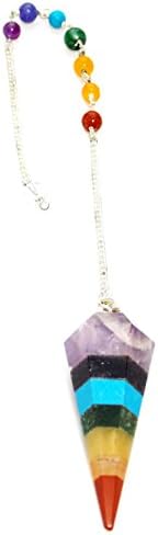 Chakra Healing Stacked Layered Chakra Beads Pendulum w/ Carry Pouch