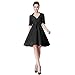 Heroecol Womens Vintage 1950s Dresses Cross V Neck Short Sleeve 50s 60s Style Retro Swing Cotton Dress
