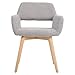 ceedment Small Modern Living Dining Room Accent Arm Chairs Club Guest with Solid Wood Legs(2, Light Grey)