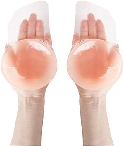 Tunalt Fitness Nipplecovers Sticky Bra Strapless Silicone Adhesive Nipple Pasties Bras for Women(Pink,Round)