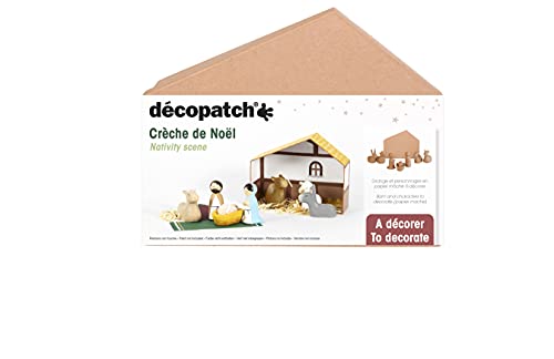 Decopatch - Ref NO053C - Christmas Nativity Scene - Papier Mache Object to Decorate - 25 x 20 x 8cm - Decorate with Decopatch Papers & PaperPatch Glue, Glitter, Paints