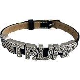 CLGIFT Leather Charm Bracelet - 8mm Silver Rhinestone Slide Letters for Jewelry/Crafting/Wristbands/DIY Jewelry (Donald Trump 2020 Presidential Supporter)