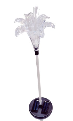 Solaration 1001G Solar Lily Flower Garden Light with Green-Lit Stem, 30-Inch