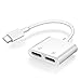 Runlink USB C Adapter with Type C Headphone Port and USB C Power Delivery Port, Dual USB C Dongle for Pixel 3/3XL, Huawei Mate 20 Pro, iPad Pro 2018 and More-White