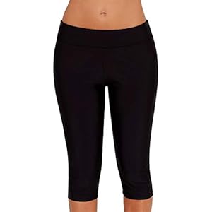 Ocean Plus Dames UV-bescherming Zwarte Knielange Zwembroek 3/4 Benen Bikinibroekjes Zwembroek Grote Maten Zwemleggings…