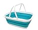 SAMMART 15.5L (4.1 Gallon) Collapsible Tub with Handle - Portable Outdoor Picnic Basket/Crate - Foldable Shopping Bag - Space Saving Storage Container (Bright Blue)
