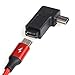 MOBOREST USB 2.0 Adapter Plug, USB to Micro USB Adapter, 90 Degree Left and Right Angle Mini USB Male to Micro USB Female Connector Adapter (1 Right - 1 Left)