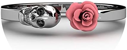 Fashion Skull Womens Ring 316L Stainless Steel Punk Rock Rings Charm Female Inlaid Red Rose Rings