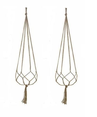 LTY Pair of (2) 90cm Macrame Plant Hanger Holder Indoor Outdoor Hanging Planter Basket Rope Pot Holder Jute Rope