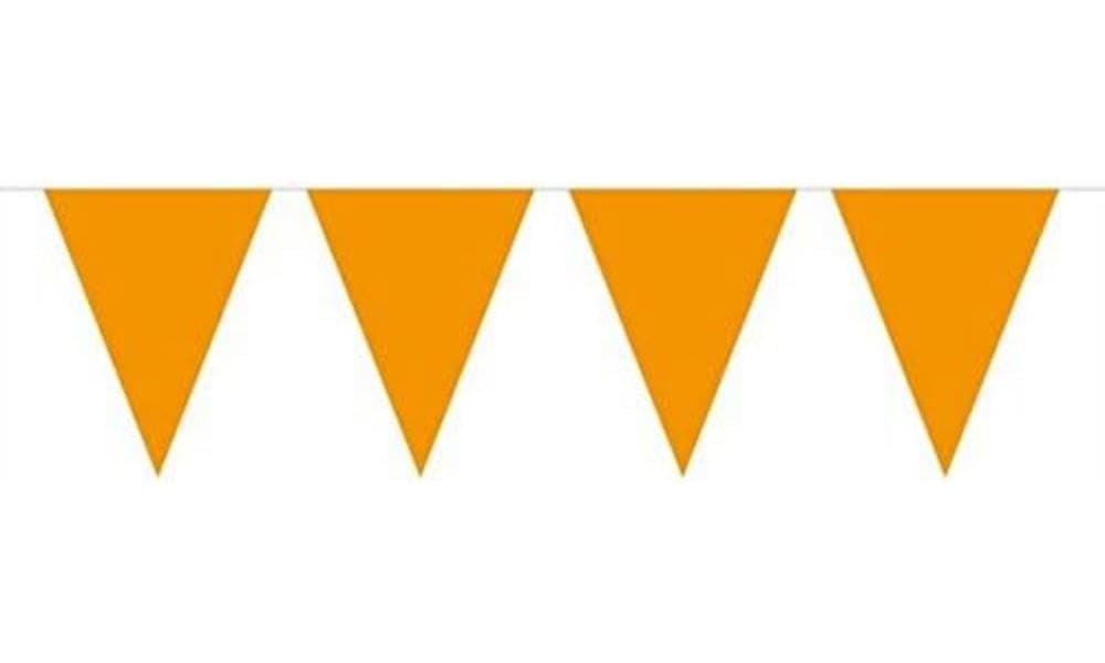 Bunting Orange 10 metres with 15 Flags, Triangle Plastic