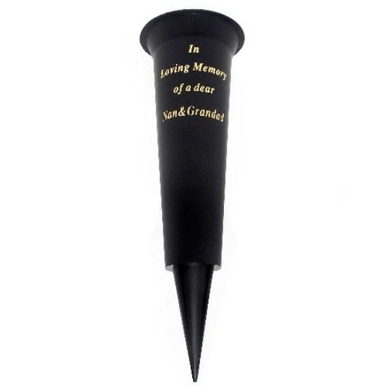 Special Graveside Memorial Grave Spiked Flower Vase In Loving Memory Special Memorial Vase for Graves - Plastic Cemetery Flower Holder with Spike, (2, Nan & Grandad)