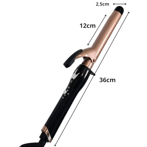 Modelador de Cachos Profissional 25mm Bivolt com Revestimento Cerâmico, Controle de Temperatura LED e Cabo 360° – Cachos Naturais e Duradouros