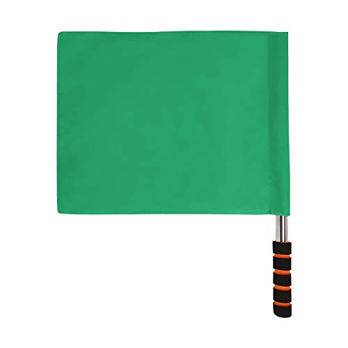 JIAHG Red Referee Flags with Metal Pole Foam Handle Sports Match Linesman Command Flags Red Stainless Steel Signal Flag Football Soccer Ref Flags Rugby Official Flag Track and Field Sports (Green)
