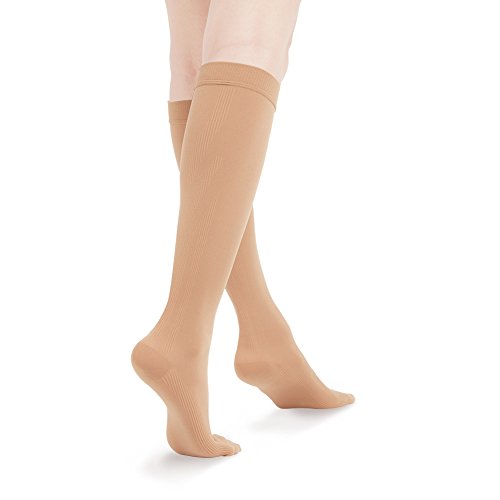 Fytto 1020 Women’s Compression Socks, Opaque 15-20mmHg – Knee High Circulatory Hosiery for Travel, Varicose Veins and Swelling Leg, Nude, Large - Thumbnail 3
