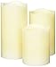 CANDLE CHOICE Real Wax Battery Operated Flameless Candles with Remote Automatic Daily Cycle Timer Realistic Flickering Electric LED Pillars Wedding Party Holiday Decorations 3 PCS Rustic Texture Ivory