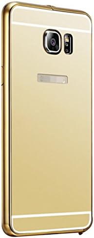 For Galaxy Note 5 Case DOHAOOE[Anti scratch]Luxury Air Aluminum Metal Bumper Detachable+Mirror effect Tempered Glass Hard Back Case,Ultra Thin[2in1]Frame cover Case for SAMSUNG Galaxy Note5(Gold)