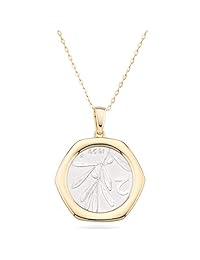 MiaBella - Colgante de oro de 18 K sobre plata de ley italiana con 2 monedas de abeja retro para mujer, cadena de 17.7 in