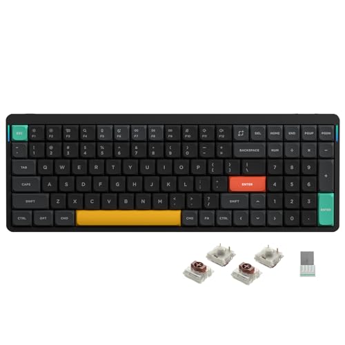 nuphy Air96 V2 Wireless Mechanical Keyboard,100 keys RGB Backlit Keyboard,Supports Bluetooth 5.1,2.4G and Wired Connection,for PC/Laptop/Windows/Mac -Black Gateron Brown Switch