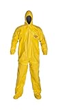 DuPont Tychem 2000 Disposable Chemical Resistant Coverall with Hood and Elastic Cuff, Yellow, 3X-Large, 4-Pack