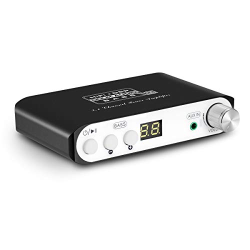 Q100 2.1 Channel Hi-Fi Bluetooth 5.0 Power Amplifier Class D Mini Stereo Audio Amp Speaker Subwoofer Wireless Receiver 80W+40Wx2 Dual DSP (Black)