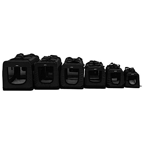 Alaskaprint-Hundebox-Hundetransportbox-Faltbar-Transportbox-Hunde-Auto-Katzenbox-Hundetasche-fr-kleine-Hunde-mittelgroe-Hunde-groe-Hunde-SML-mit-Hundedecke-und-Gurt-aus-Oxford-Gwebe-I-Schwarz