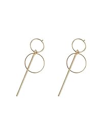 Geometric Double Circle Hoop Dangle Earrings Simple 8 Infinity Knot Bar Tassel Drop Earrings for Women Fashion Jewelry