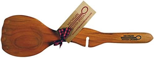 Michigan Wooden Spoon Cherry Wood Resting Utensil Rests on Side of Pan (Paw Spoon)