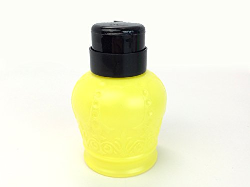 Beauticom® Professional Crown &amp; Carriage Shaped Nail Pump Dispenser Bottle (Size: 250ml) for Nail Acrylic Acetone Liquid Polish Remover Bottle Tool (CROWN SHAPED, YELLOW)