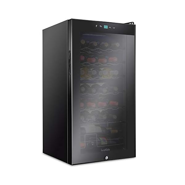 Ivation-28-Bottle-Compressor-Wine-Cooler-Refrigerator-wLock-Large-Freestanding-Wine-Cellar-For-Red-White-Champagne-or-Sparkling-Wine-41f-64f-Digital-Temperature-Control-Fridge-Glass-Door-Black