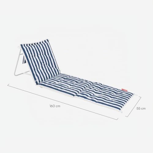 - Tumbona Plegable para Playa y Piscina - Reclinable - Fácil Transporte - Bolsillo Trasero - Esterilla Ligera - Poliéster - 160 x 55 x 3 cm
