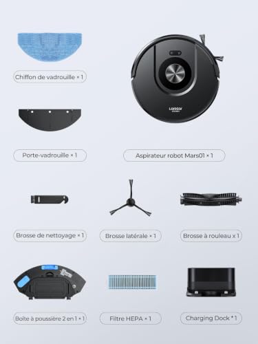Robot Vacuum Cleaner, 8000Pa 200Mins Robot Vacuum Cleaner Navigation LiDAR Washer, Robot Floor Washer, Multiple Floor Maps Alexa/APP/WiFi Control, Ideal for Pet Hair, Carpets and Hard Floors