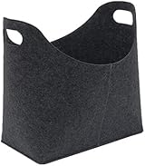 Hsthe Sea Firewood Bag Dark Grey Felt Log Carrier Tote Storage Organizer view 1