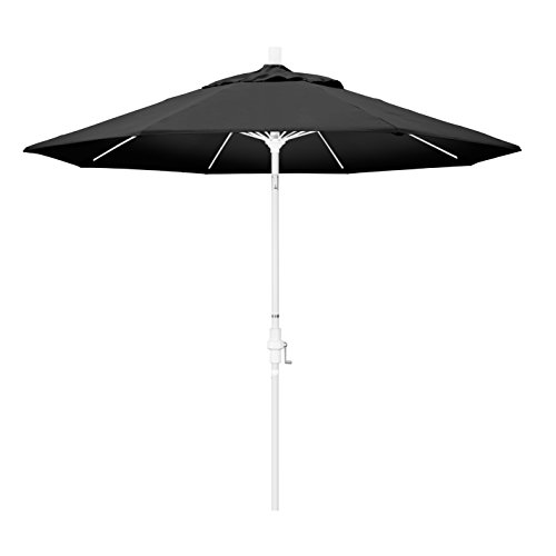 California Umbrella 9' Round Aluminum Pole Fiberglass Rib Patio Umbrella, Crank…