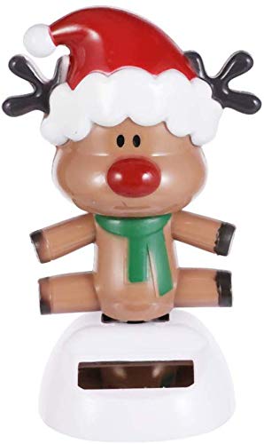 2pcs Christmas Solar Dancing Toys Bobble Head Toy Elk Deer Man Dancing Figure Toy Car Dashboard Decorations Ornaments