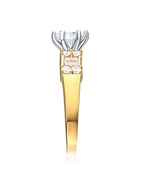 Anillo de compromiso 14 K oro SÓLIDO amarillo o blanco y set de 2 unidades de anillos de bodas