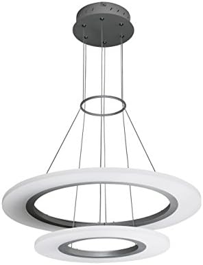 VONN VMC32300AL Modern /Contemporary LED Chandelier, Adjustable Hanging Light, Modern Two-Tier Circular Chandelier Lighting, Silver