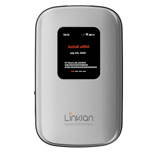 Tragbarer mobiler Hotspot - eSIM Global WiFi Hotspot, keine SIM-Karte/Vertrag erforderlich, 16 Geräte, über 180 Länder, kompakter WLAN【15 Tage kostenloses 5G-Datenvolumen in Europa】